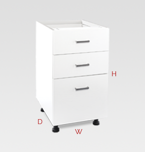450mm white office drawers - 3 drawers specs and instructions