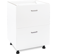 600mm white laundry drawers - 2 drawer